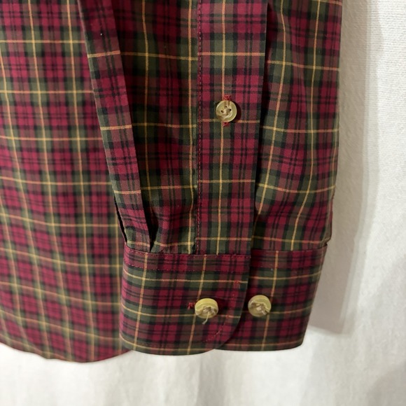 LL Bean Shirt Mens Medium Reg Red Checkered Long Sleeve Button Up Wrinkle Free - Picture 5 of 6